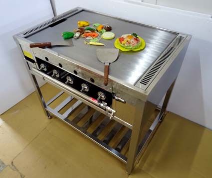 究極の こだわり鉄板焼き器 ９００ｘ６００型 大阪製 ステン調理台兼用型